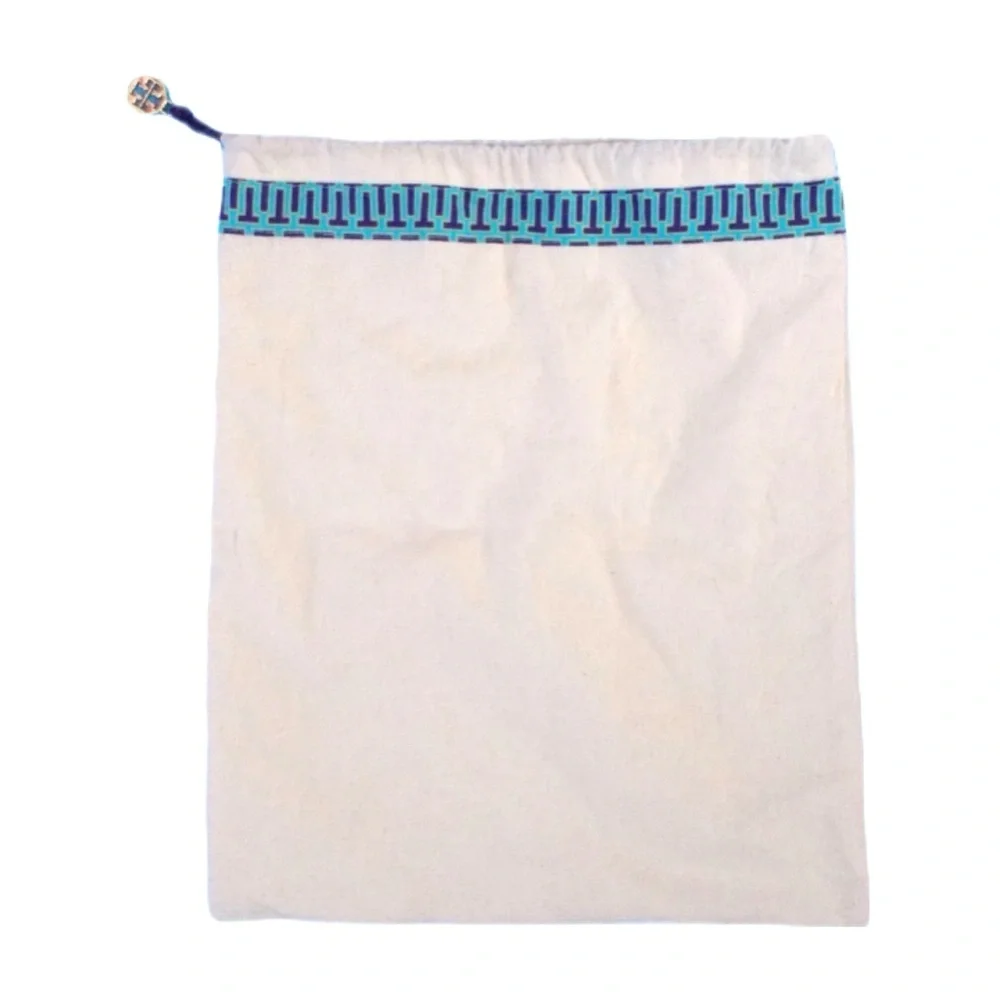 Tory Burch Dust Bag 15 in × 12 in Canvas Drawstring Strap Geometric Trim Charm